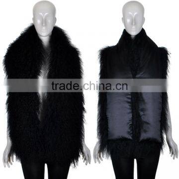 YR329 Customize Size Lots of Colors Real Mongolia Fur Scarf Tibet Lamb Fur Shawl photo-3