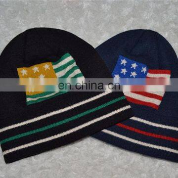 Winter Hat American Flag Acrylic Beanie