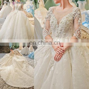 LS00404 beaded indian wedding dress for pregnant women alibaba wedding dress with sleeve