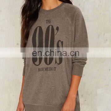 Long Pattern Cozy Gray Oversized Print Sweatshirt Custom