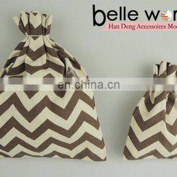 Customized size ripple printing gift fabric drawstring jute bag