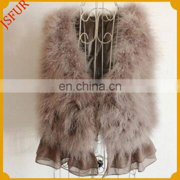 Light Grey Popular Fashion Turkey Feather Girl Vest