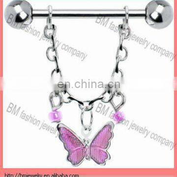 316L stainless steel dangle butterfly shaped sexy nipple piercing body jewelry