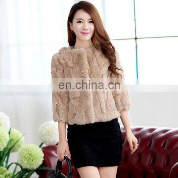 Simple style thick and soft 100% real rex rabbit fur coat for women