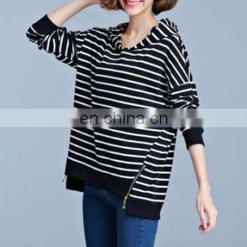 Manufacturer Womens Ladies Hoodie Sweatshirt Hooded Tops Zip Stripe Casual T-shirt photo-4