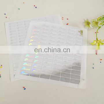 Various sizes of custom anti-counterfeiting labels sheet radium labels china manufacturer supplied