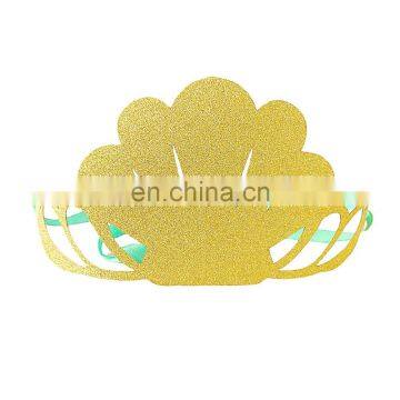 Birthday party and mermaid party favor gold glitter paper mermaid crown for mermaid party decoration