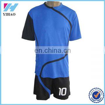 Yihao 2015 new design men blue soccer jersey uniform custom printed football jersey