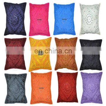 16* Indian Vintage Decor Throw Cushion Cover Embroidery Mirror Work Pillow Case Sofa Throw cushion cover ethnic home decor Art