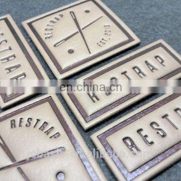 Pu Handmade Custom Metal Logo Leather Clothing Label for Garment photo-6