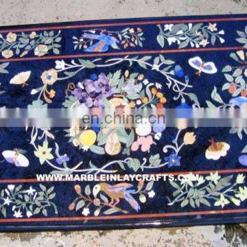 Marble Inlay Dining Table Top With Pietra Dura Work