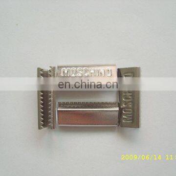 Promotional metal belt end tips custom engrave logo metal screw web metal tips& shoelace crimping tool