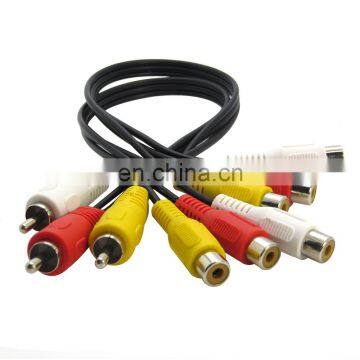 3 RCA Male To 6 RCA Female Plug Splitter Audio TV DVD Video Adapter AV Cable