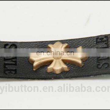 new style small leather label with golden metal label