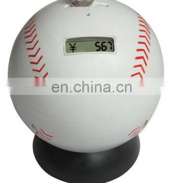 Baseball Coin Bank with LCD Counter and Sounds