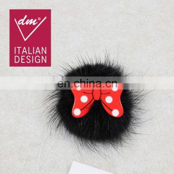 Hotest fur pompom and bowknot brooch