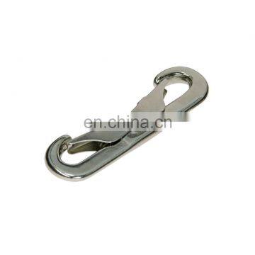 Malleable double eye end clip bolt snap hook