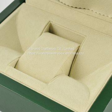Oem Custom Luxury Man Green Woolen Watches Box Green Leather Single Watch Packaging Box With Pillow photo-2