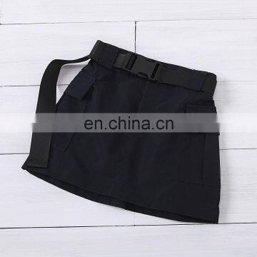 New Children's Wear High Collar Long Sleeve Solid Color Top Belt Tooling Short Skirt Children's Suit photo-2