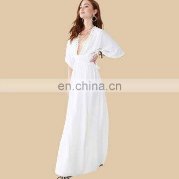 White Cotton Beach Dress 2019 Robe de Plage Lace Beach wear Pareo Beach Bikini cover up Sarong Kaftan Tunic Swim Covers