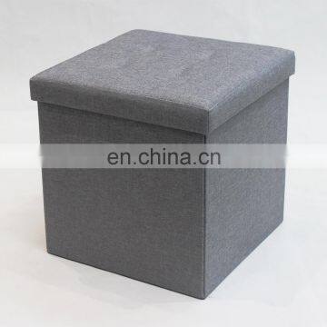 Gray Modern Fabric Linen Ottomans Storage Box Stool High Quality Homely Supply Ottoman Saving Space photo-3