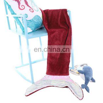 Wholesale Custom Soft Warm Knitting Fleece Shiny Sequin Mermaid Tail Blanket photo-6