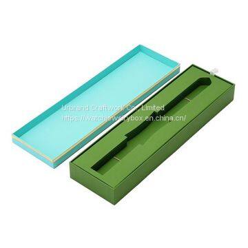 Custom Size and Shape Luxury Gift Pen Box with Foam Insert Green Velvet Case Paper Box