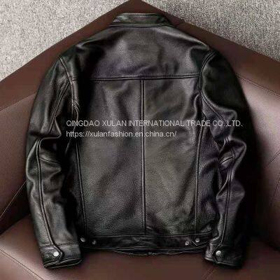 2021NEW FASHION WASHED MEN'S GENUINE COWSKIN LEATHER JACKET FACTORY HOT SALE photo-4