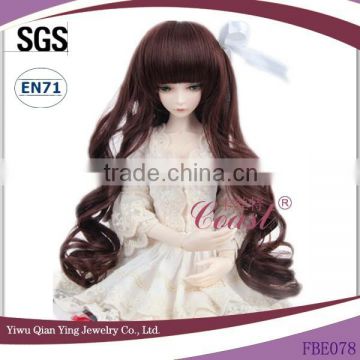 Curly dark brown Synthetic Doll Wigs for wholesale