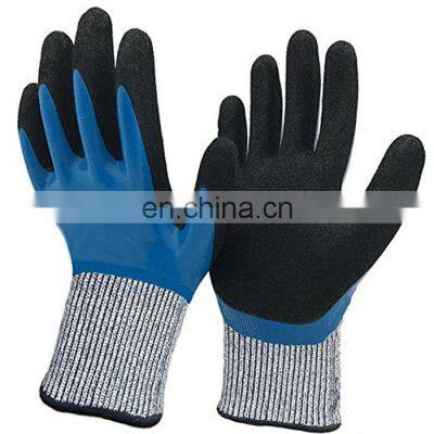 Anti Oil Double Dipped Waterproof Nitrile Safety Work Cut Resistant Gloves