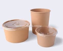 Eco friendly 16oz disposable soup cups with lids kraft paper storage containers