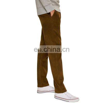 Fashion 100% Cotton Casual OEM Service Pockets Plus Size Breathable Brown Winter Thick Straight Leg Custom Men Corduroy Pants