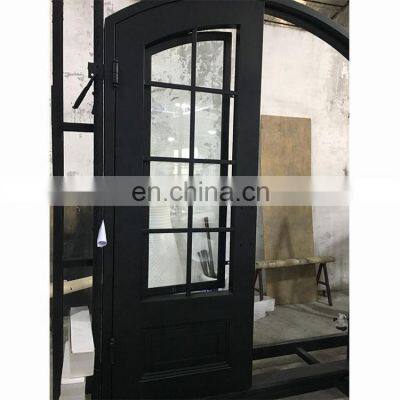 villa house main front eyebrow top design ventilation double glass window casement opening modern entrance wrought iron doors