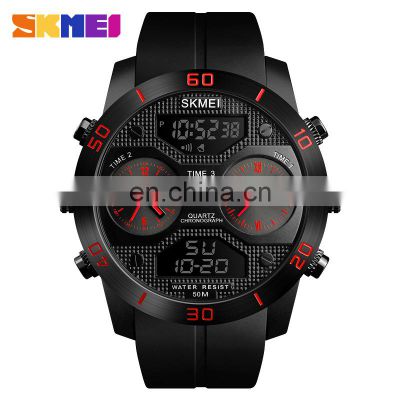 SKMEI 1355 Men's Quartz+Digital Watch Multi-function Silicone Band Sport Watch