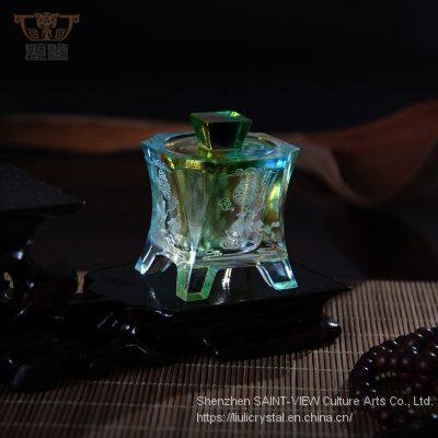 Circular Life: Crystal Glass Liuli Craft Candleholder Buddhism Worship Vessel Religious Pray photo-2