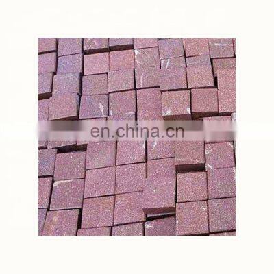 Natural split porphyry red block paving stone