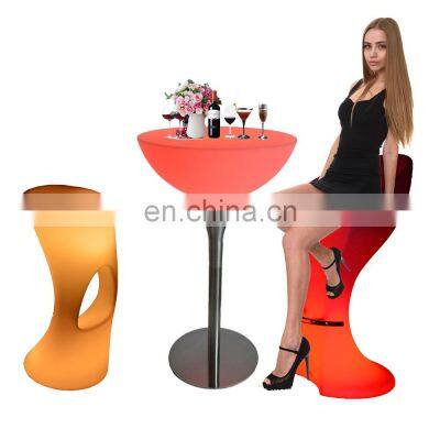 outdoor furniture /High top wireless party LED furniture set and bar lighting furniture led tall bar table and chairs