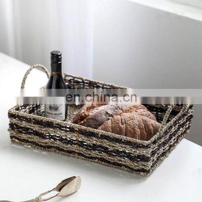 Durable For Daily Seagrass Serving Tray Fruit Basket For Picnic Trip Vietnam Supplier