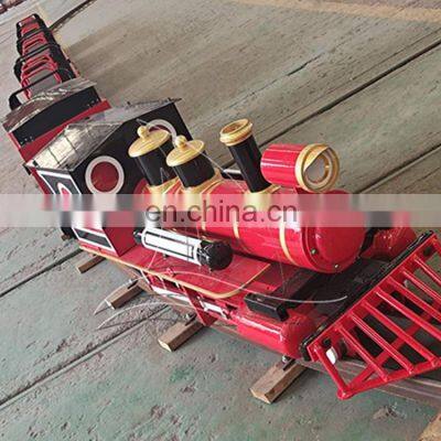 Funfair kids and adult newest electric trains manufacturer battery operated mini theme park electric track train for sale