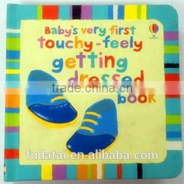 FDT customized eco-friendly baby education cloth touch and feel board book printing