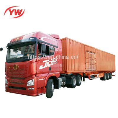 3 axles transporting van semi trailer aluminum steel 50 ton van box trailer van cargo truck box semi trailer with side open door