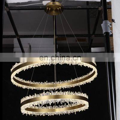 Double Layer Round Luxury Hotel Hall Duplex Villa Decorative Ring Crystal Chandelier