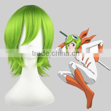 High Quality 35cm Short Straight GUN DAM Ribbons Almark Light Green wig Cosplay Synthetic Anime Wig Cosplay Hair Wigs