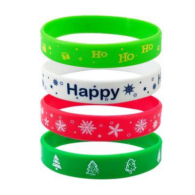 Free Sample Promotional Festive Durable Customized Christmas Silicone Bracelets Perfect for Christmas Holiday photo-5
