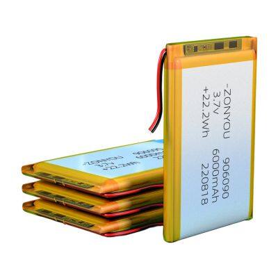 ZonYou 6000 мАч Pouch Cell Ultra Slim 906090 LiPo Аккумулятор с катиодом LiNiMnCoO2 на 500 циклов для электроники 3C, электроинструментов, игрушек, вентиляторов