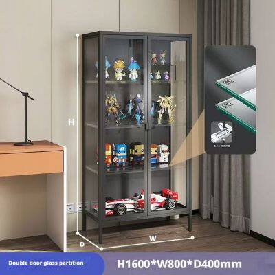 Высокая узкая стеклянная витрина высотой 70,9 дюйма с ленточным светодиодным освещением, 4 - ярусный витринный шкаф для фигур - для магазинов сувениров и подарков