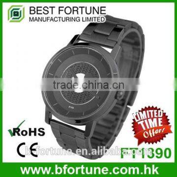 FT1390 Factory price 30m water resistant analog black plated watch