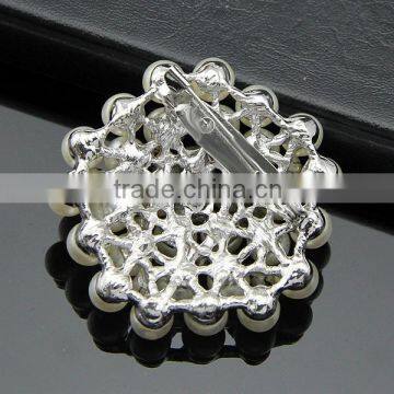 Rhinestone Crystal Wedding Bridal Flower Faux Pearl Brooch Pin photo-3