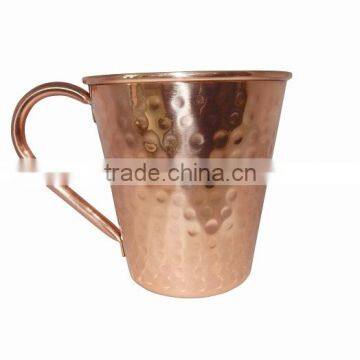 COPPER CONICAL MUG 18 Oz. HAMMER WITH COPPER ? SHAPE HANDLE