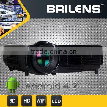 Wireless connect mobile phone Android 4.22 720P digital LCD LED projector to home theater